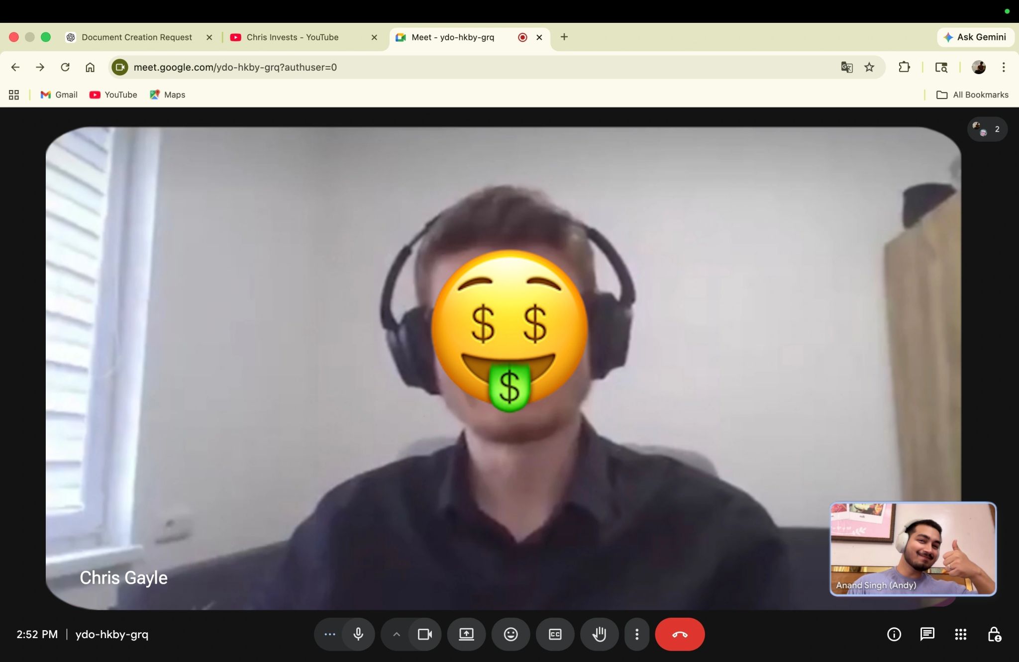 Chris Gayle video call screenshot