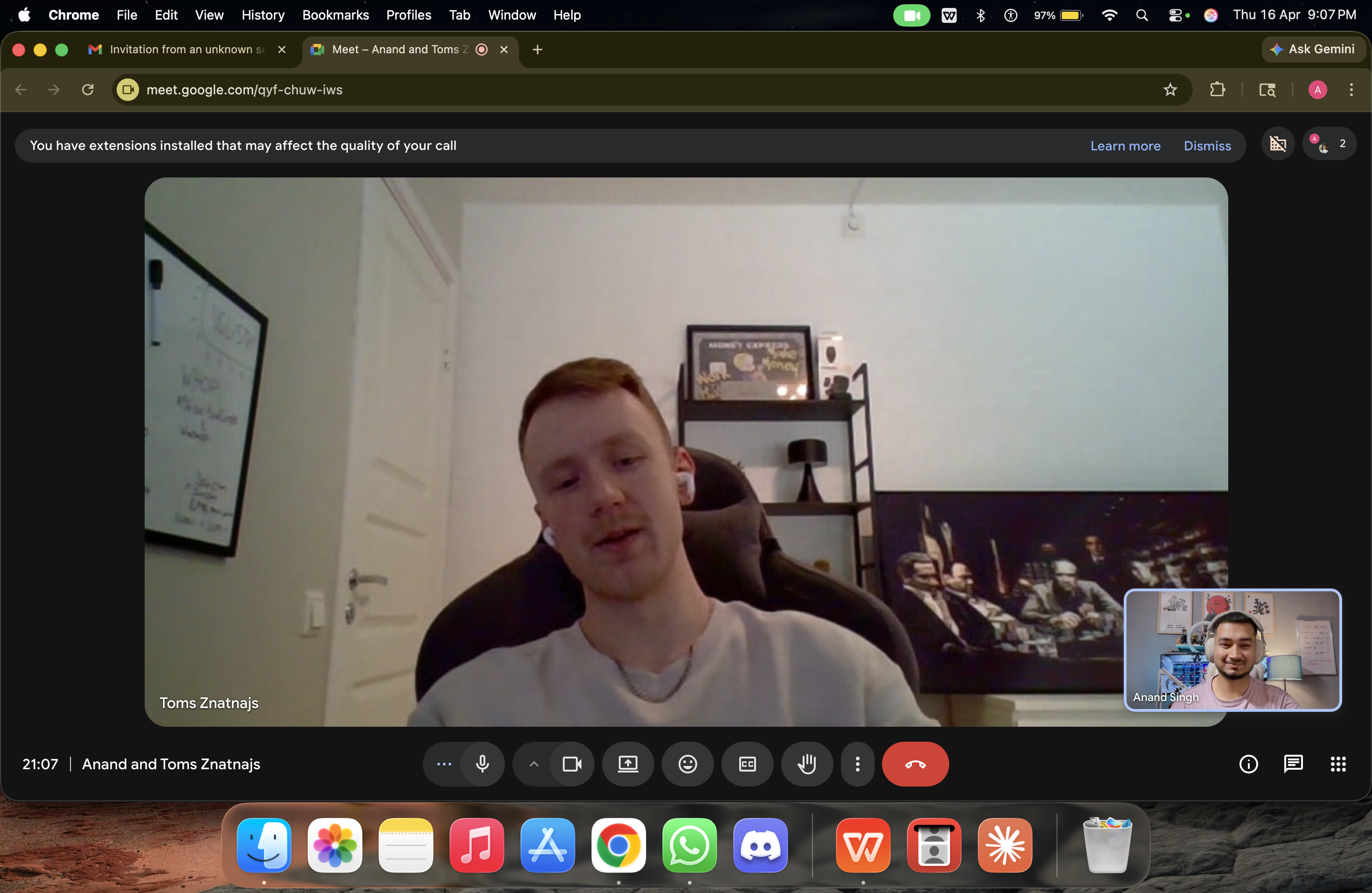 Toms Znatnajs video call screenshot